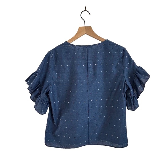 Blue Ruffle Sleeve Top - Picture 2 of 6